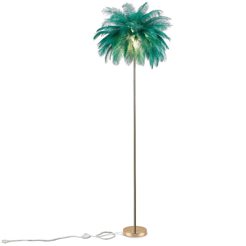 63 Inch Feather Tripod Floor Lamp With Bulbs