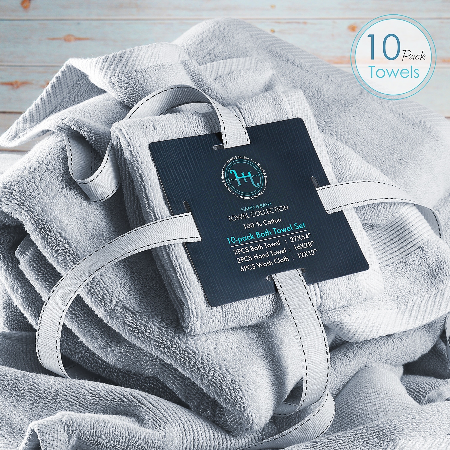 Hearth & Harbor 100% Cotton Ultra Soft Absorbent Towel-image