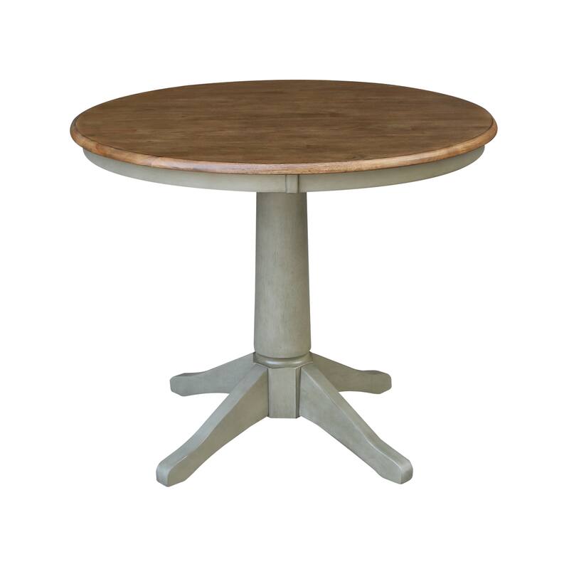 36" Round Top Pedestal Table - Hickory/Stone - Dining Height - Distressed Hickory/Stone