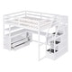 preview thumbnail 8 of 6, White Loft Bed with Desk and Shelves, Two Built-in Drawers, Storage Staircase