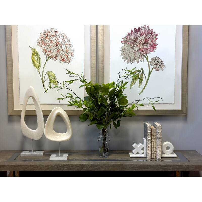 Oriental Fiscus and Willow Branch Arrangement in a Tall Glass Vase - Green