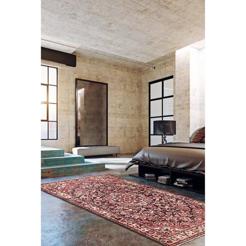 ECARPETGALLERY Hand-knotted Andelz Black, Red Wool Rug - 3'10 x 9'0