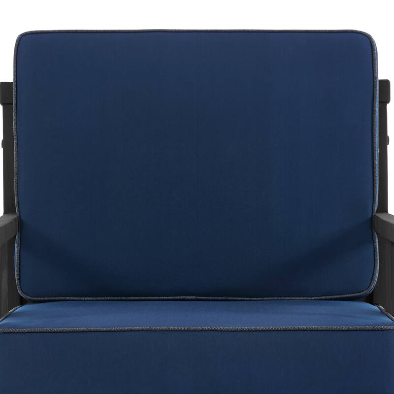 Black Wood Patio Accent Chairs with Water-Resistant Cushions