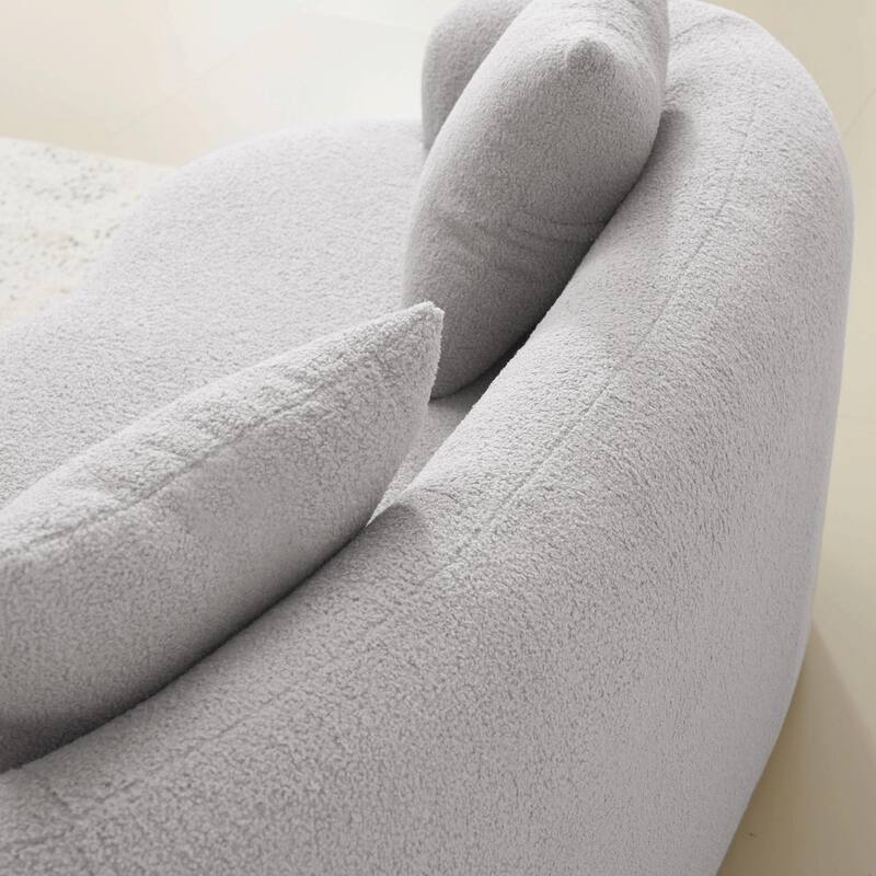Curved Loveseat Sofa with Round Armrests - Compression Couch with 2 Pillows