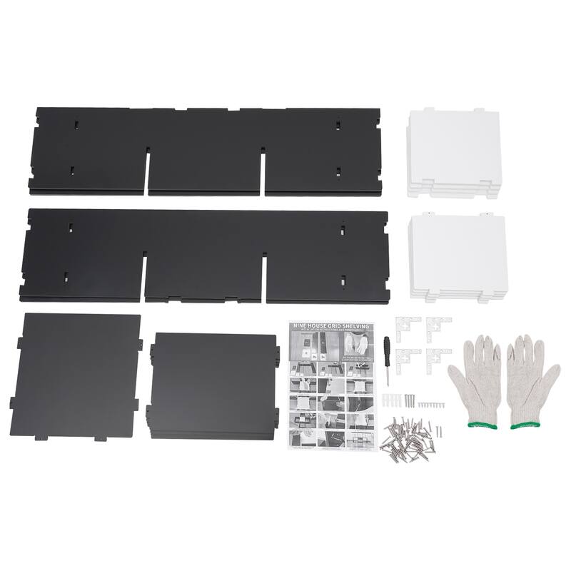 Modern PVC Board Bookcase with 9 Compartments Wall Mounted