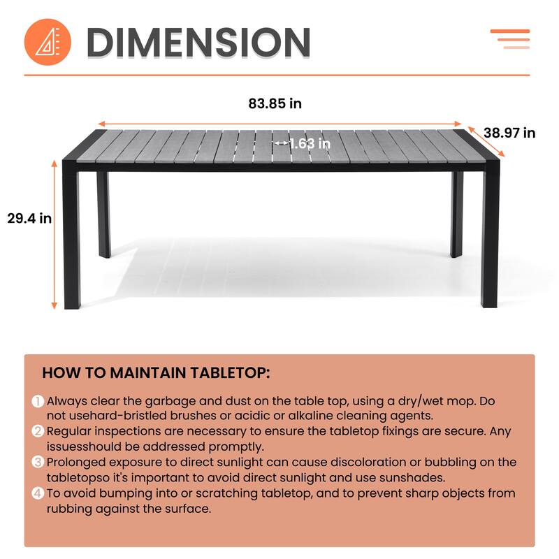 Pellebant Premium Outdoor Patio Aluminum Dining Table with Umbrella Hole