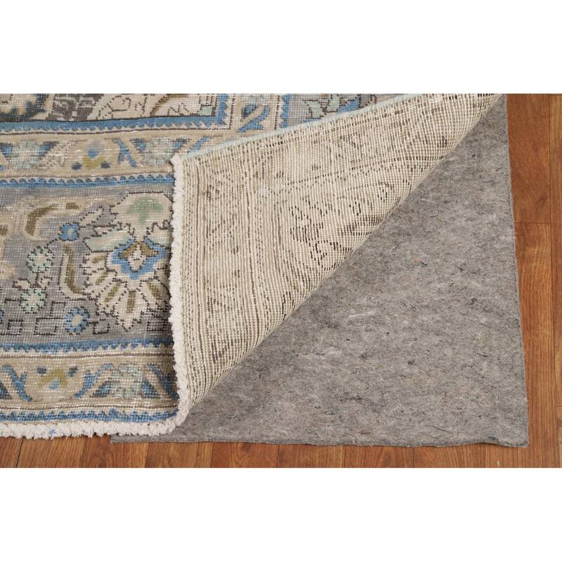 Light Blue Medallion Tabriz Persian Area Rug Hand-Knotted Wool Carpet - 9'10"x 12'10"
