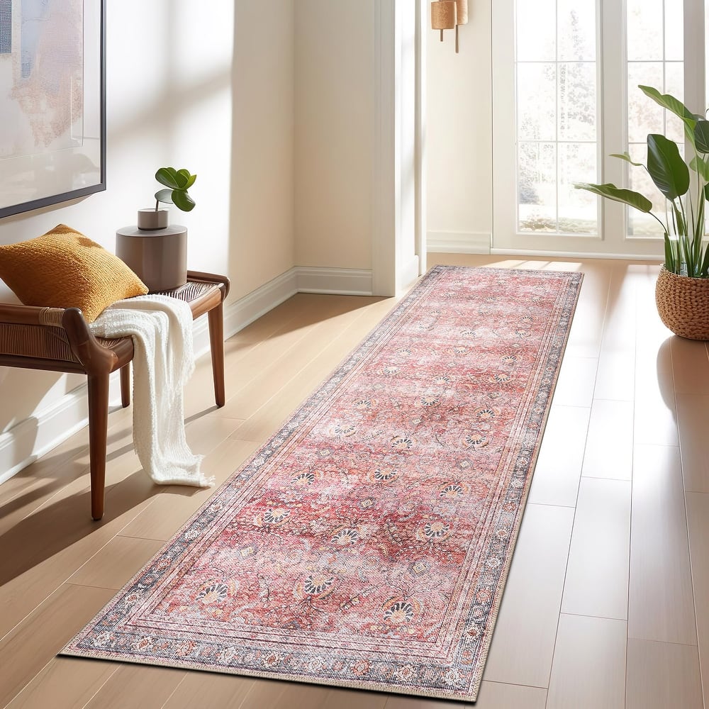 World Rug Gallery Vintage Inspired Machine Washable Non Slip Area Rug