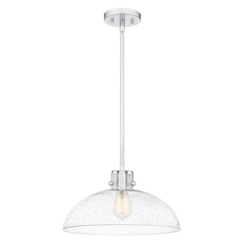 Iona 1-Light Polished Chrome Pendant with Clear Seeded Glass