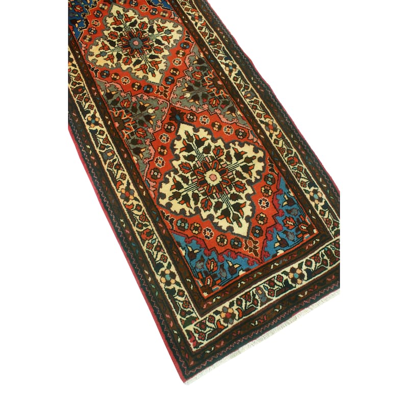 Fine Vintage Distressed Zakiya Orange/Blue Runner - 2'5" x 9'7"