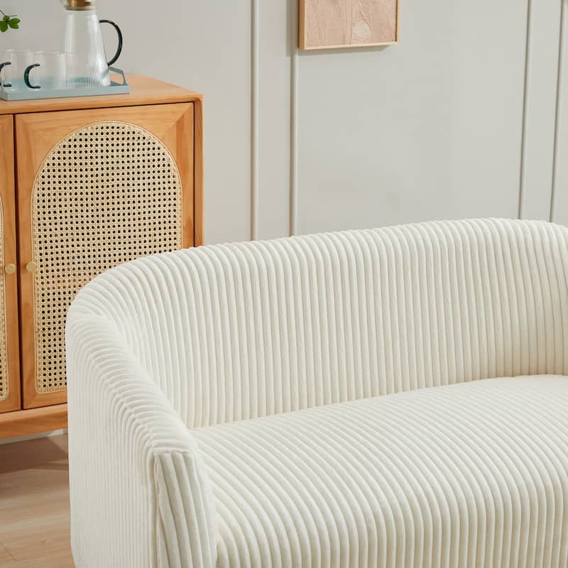 Homy Casa Modern Corduroy Loveseat Sofa, Corduroy, Wooden Legs, 2-Seat