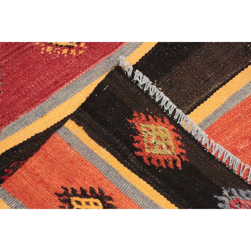 Hand Woven Oriental 100% Wool Carpet Southwestern Tribal Multi-Colored Kilim Area Rug - 9' 4'' X 5' 6''