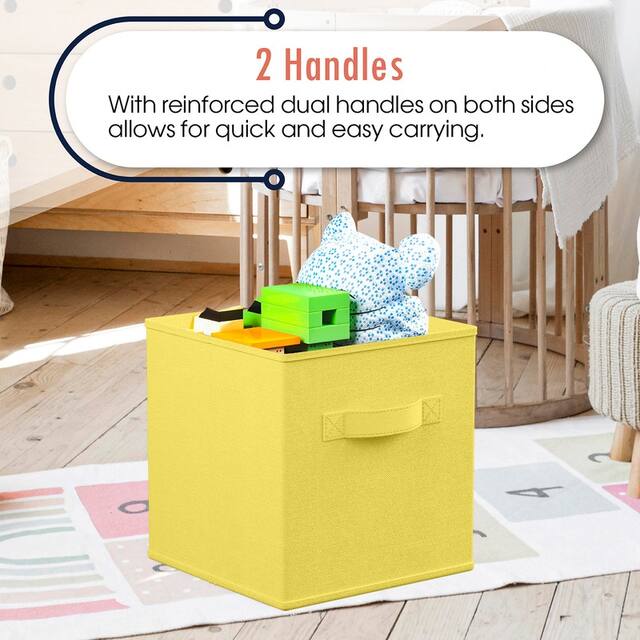 6 Pack Foldable Collapsible Storage Box Bins Shelf Basket Cube Organizer with Dual Handles -13 x 13 x 13