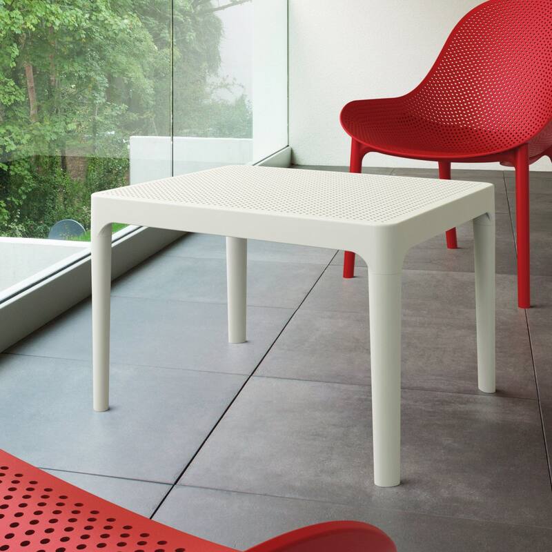 23.5" White Rectangular Outdoor Patio Side Table