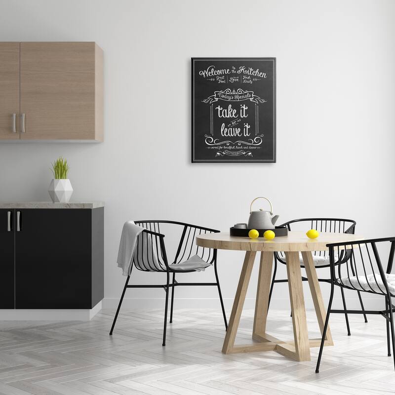 Stupell Welcome To the Kitchen Chalkboard Vintage Sign Stretched Canvas Wall Art - Black