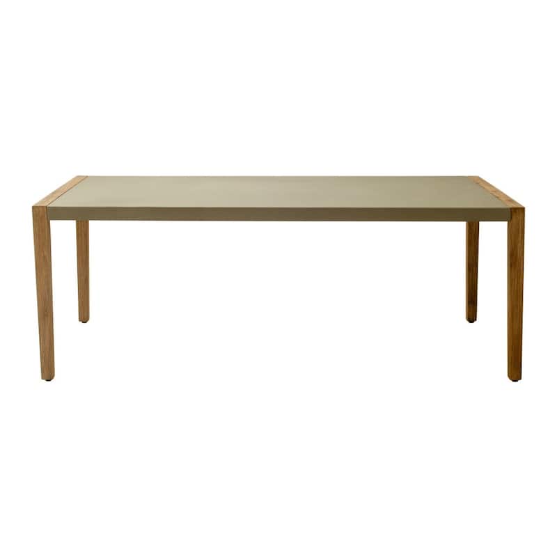 HomeRoots 79" Gray and Natural Faux Concrete and Solid Wood Dining Table - 79.00 in. x 29.50 in. x 36.00 in.