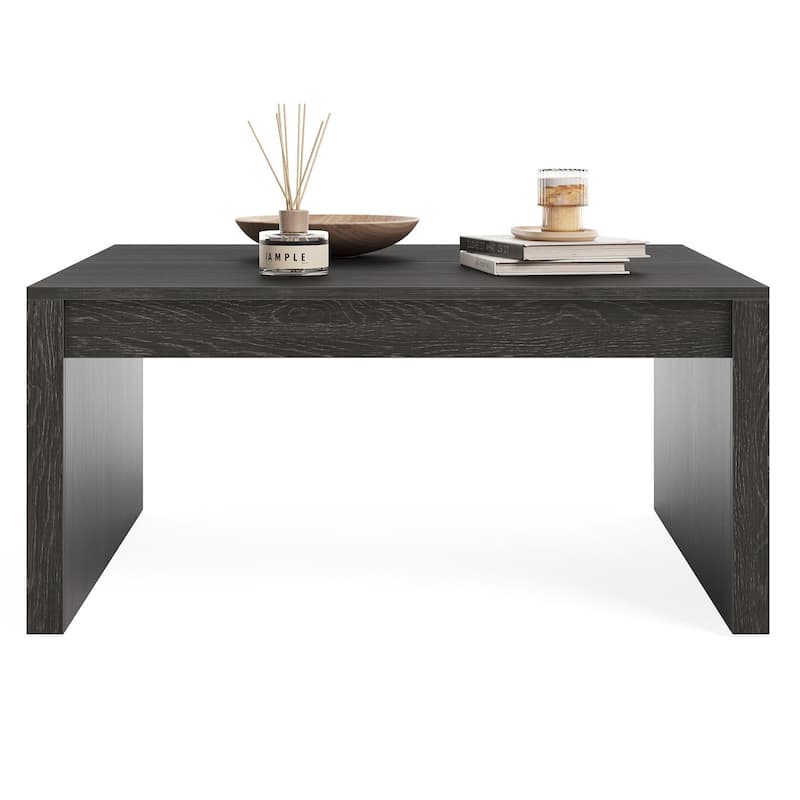 Mid-Century Modern Square Coffee Table, 39.4-Inch Fluted Coffee Table