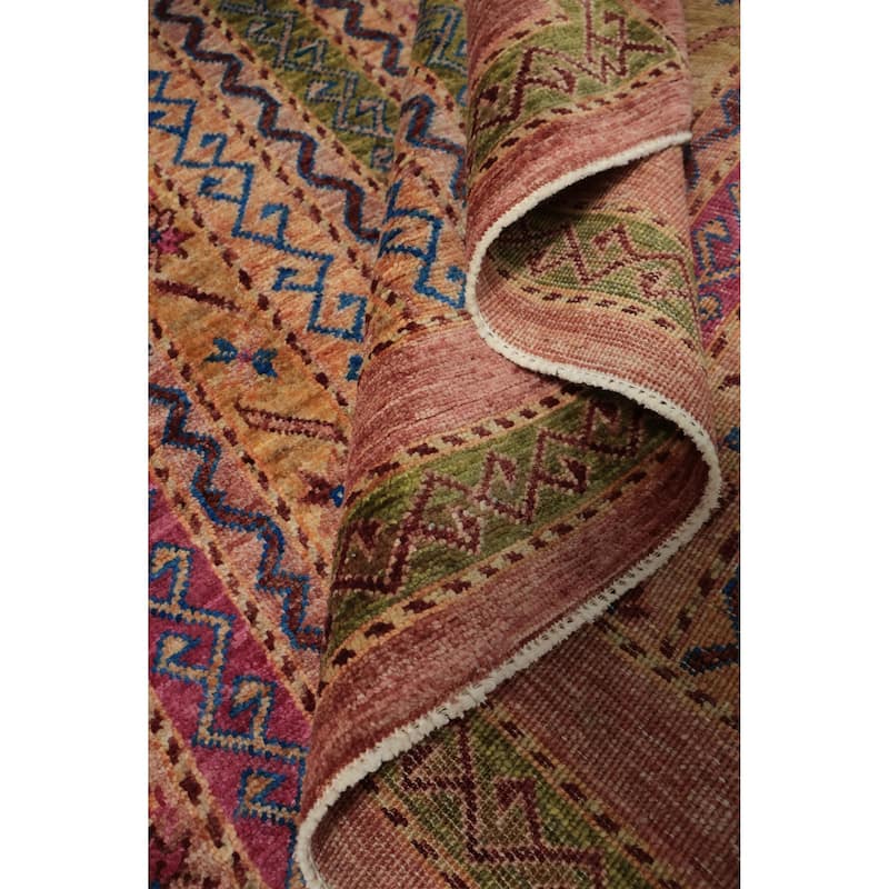 Hand Knotted Oriental 100% Wool Carpet Traditional Geometric Multi-Colored Ziegler Area Rug - 10' 0'' X 8' 0''