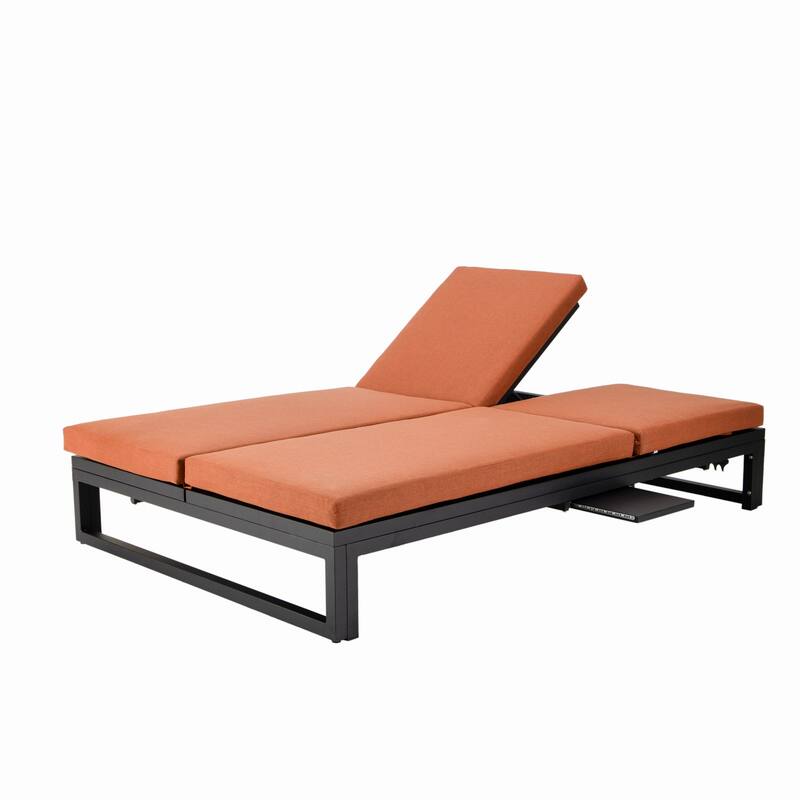 Chelsea Polyester Fabric Outdoor Lounge Chair with Four-Level Adjustable Backrest and Powder-Coated Aluminum Frame