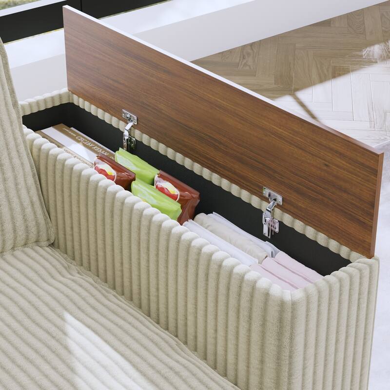 Christopher Knight Home - Jackson Oversized L-Shaped Corduroy Corner Couch with Armrest Storage
