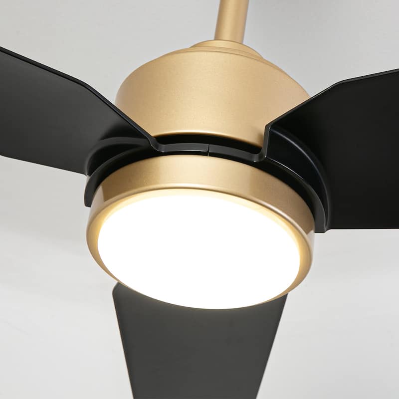 42" 3-Blade Modern Black & Gold Ceiling Fan with LED Light
