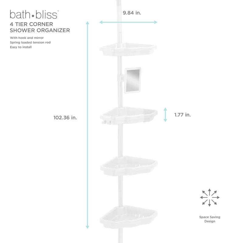 Bath Bliss 4 Tier Corner Shower Organizer in Black