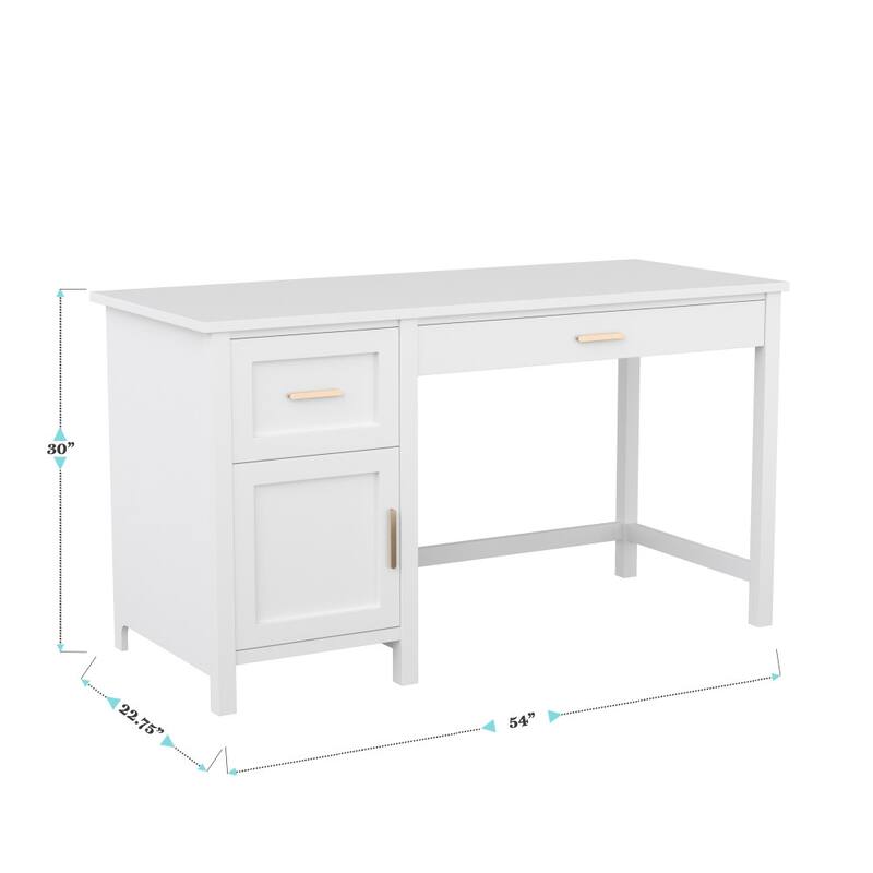 Martha Stewart Shaker Style Wood Home Office Desk with Storage Cabinet and 2 Drawers