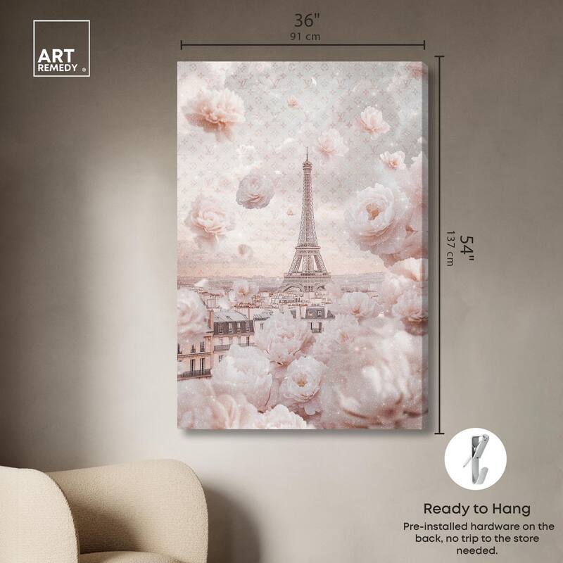Raining Petals in Paris Canvas by Art Remedy, Gallery Wrapped