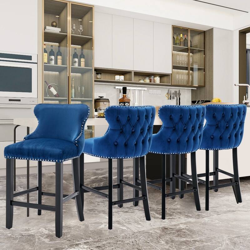 Upholstered Wing Back Bar Stools (Set of 2)