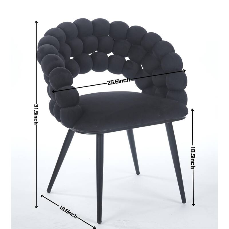 Fabric Modern Chairs (Set of 2) with Golden Iron Tube Legs, Soft Cushions, and Comfortable Backrest