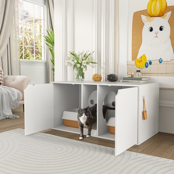 Hidden Cat Litter Box Enclosure Furniture Cat Washroom w Double Room On Sale Bed Bath Beyond 38296299
