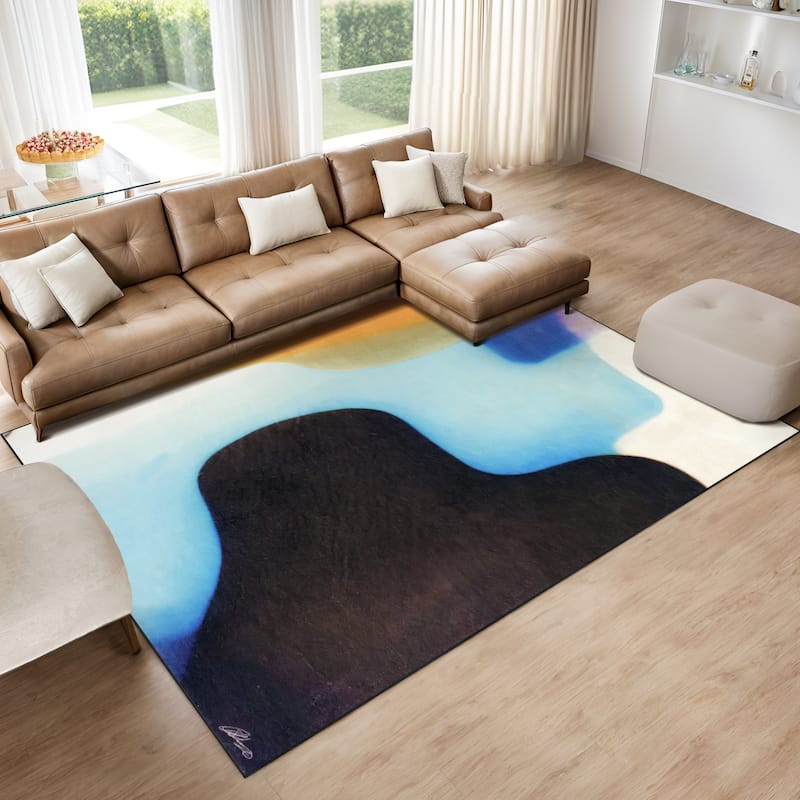 Interlocking V, Hand Washable Abstract Art Area Rug, power-loomed, 100% polyester, 2mm pile, non-slipping back