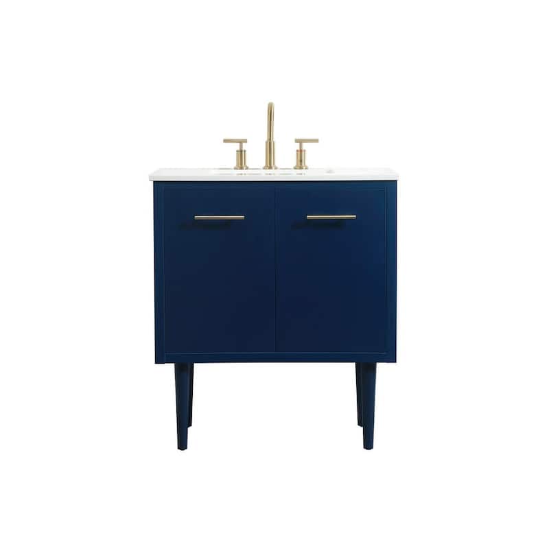 Elegant Lighting VF48030M Cyrus 30" Free Standing, Wall Mounted Single - Blue - Painted