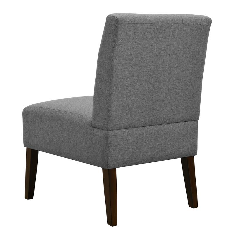 Orange Modern Armless Accent Chair - Tufted Upholstery, Wood Legs, Pin Back, Multi-Scene Fabric Side Chair