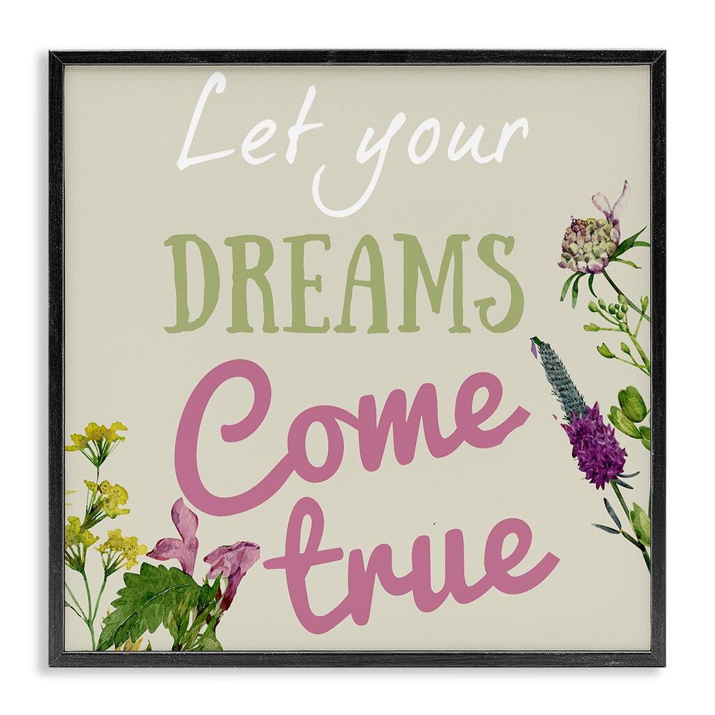 Stupell Dreams Come True with Florals Framed Giclee Art Design By Kim Allen
