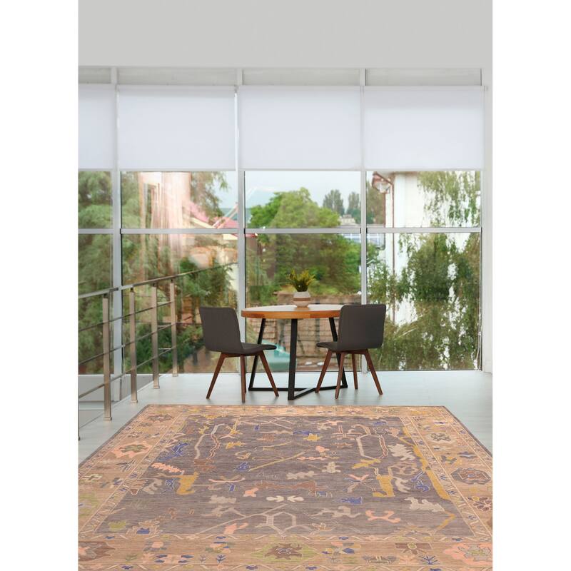 ECARPETGALLERY Hand-knotted Modern Oushak Dark Grey Wool Rug - 9'10 x 13'11