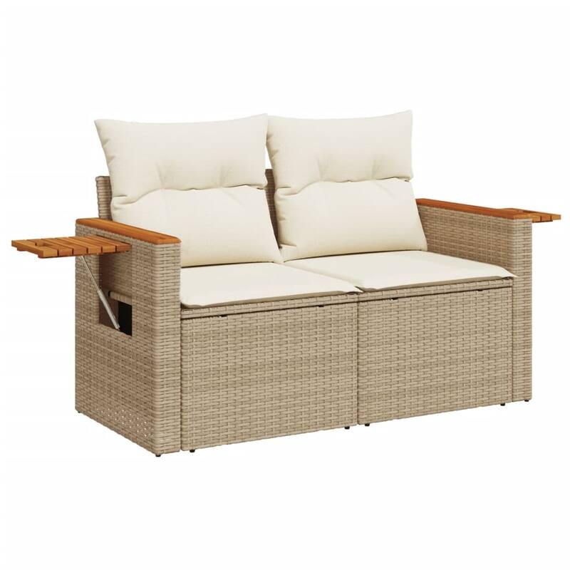 vidaXL Patio Sofa Set with Cushions Outdoor Furniture 7 Piece Poly Rattan - 24.4 x 33.5 x 27.2 in