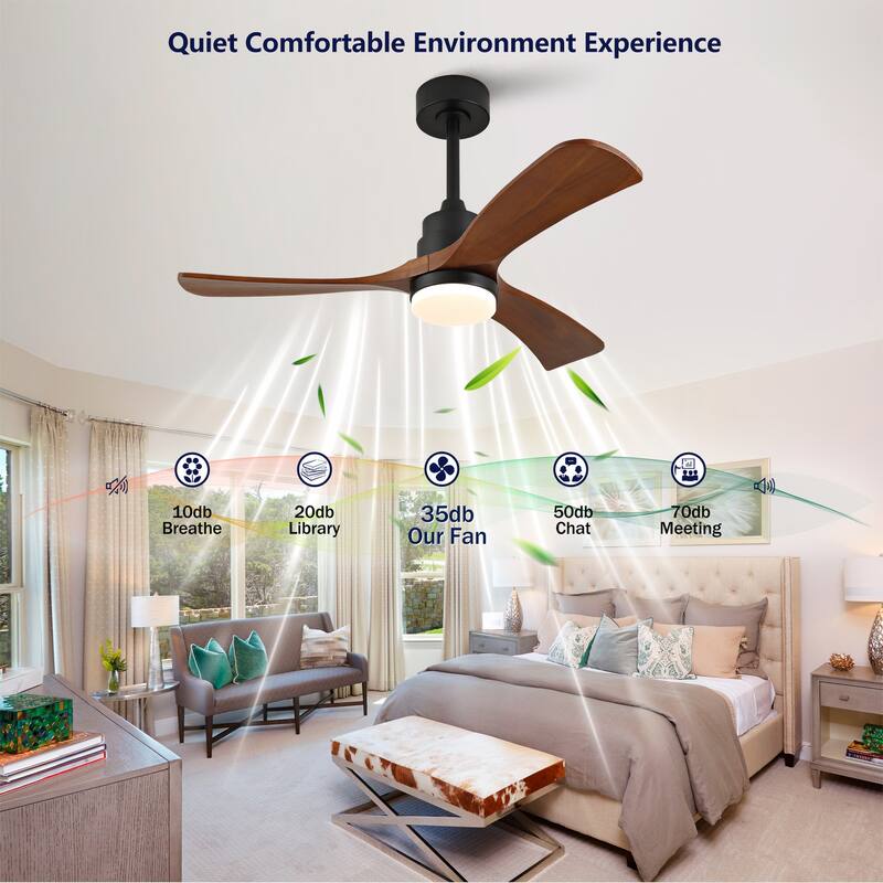 42 Inch Ceiling Fans with Lights and Remote, Outdoor Ceiling Fan for Patios with Light 3 Blades Modern Ceiling Fan - Black