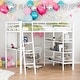 preview thumbnail 1 of 7, Modern Full Size Loft Bed with 3 Layers of Shelves and Desk with Whiteboard and Metal Frame for Bedroom White