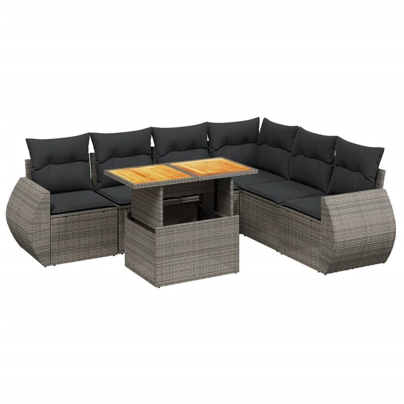 vidaXL Patio Sofa Set with Cushions Lounge Set Outdoor 7 Piece Poly Rattan