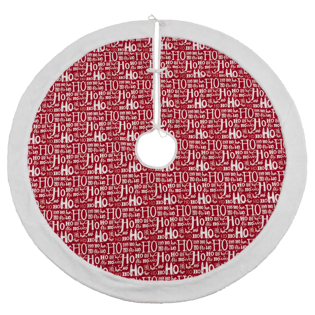 Christmas Tree Skirt With Ho Ho Ho Design