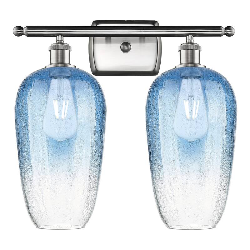 Innovations Lighting 516-2W-16-17 Brookhaven Flute Vanity Brookhaven - Brushed Satin Nickel / Sapphire Blue