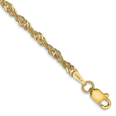 Curata 14k 2.75mm Lightweight Singapore Chain Bracelet - 9 Inch