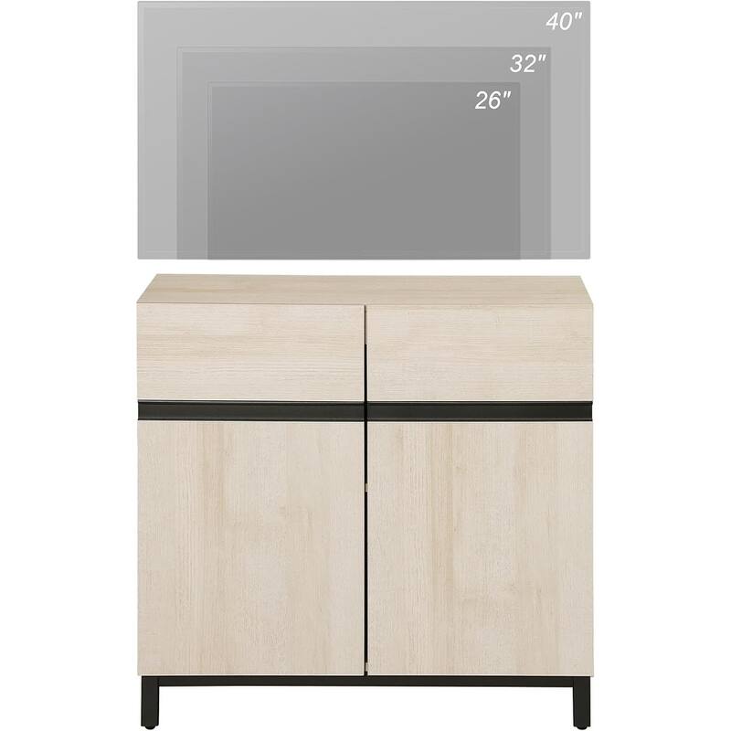 WAMPAT Storage Cabinet, Modern Sideboard with Adjustable Shelf and Metal Base