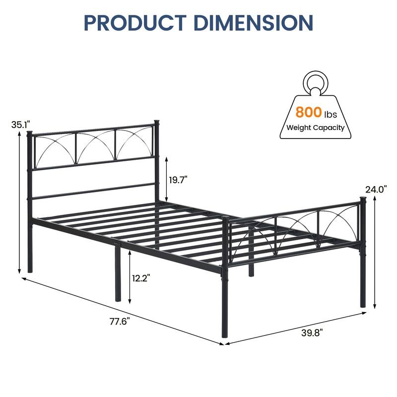 14 Inch Bed Frame with Headboard and Footboard