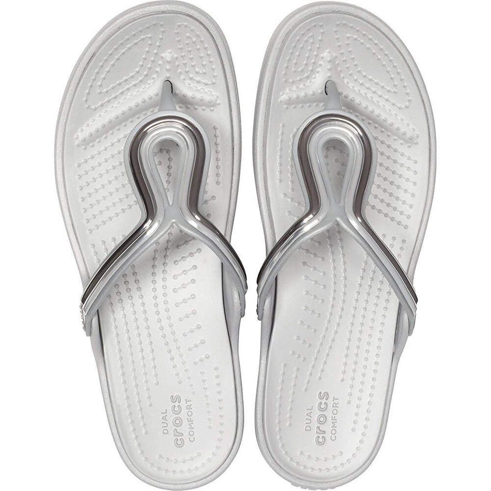 crocs women's sanrah metal block slide sandal