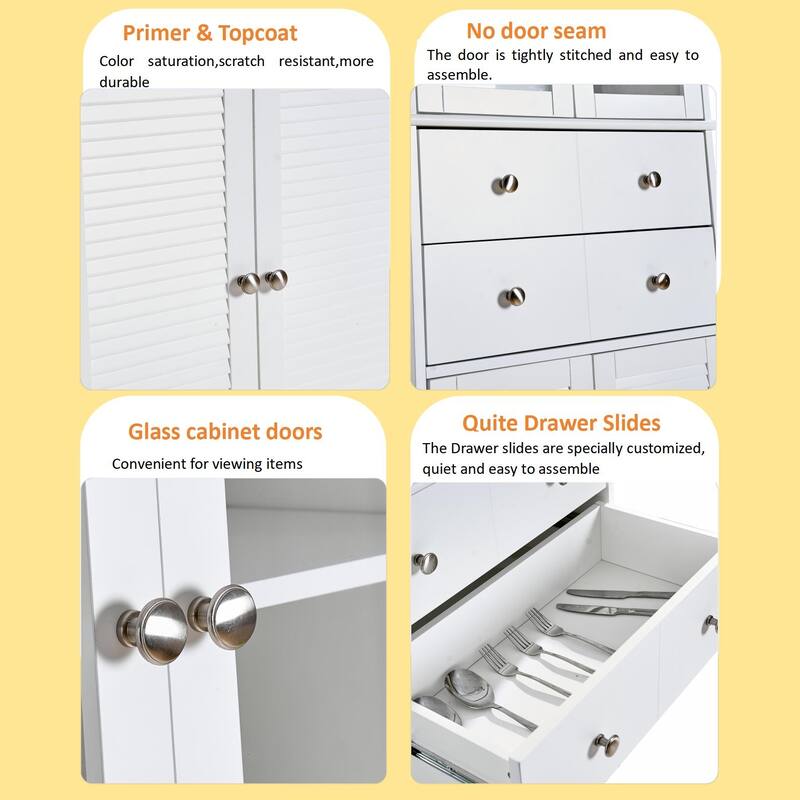 Kitchen Pantry Cabinet with Drawer, Doors & Shelves, Large Capacity Pantry Storage Cabinet, Freestanding Kitchen Cupboards