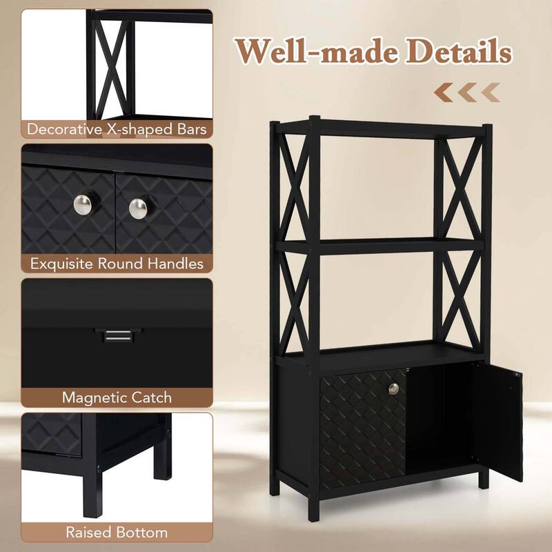 Costway Bathroom Storage Cabinet with Open Shelves & Double Doors - See Details