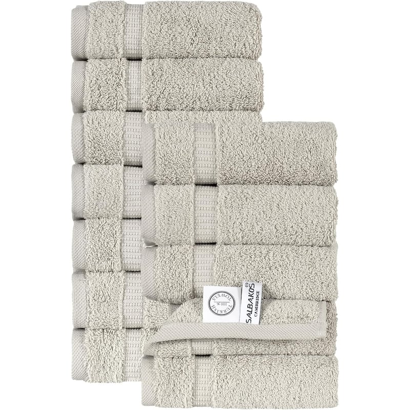 Royal Turkish Cotton Washcloth – Soft, Durable - Ultra-Absorbent Towels - Set of 12 - Stone