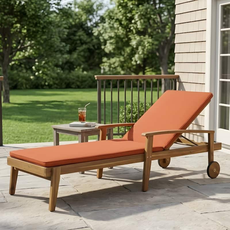 Elegant Rosewood Adjustable Recliner Chair Durable Hardwood - Pumpkin Orange